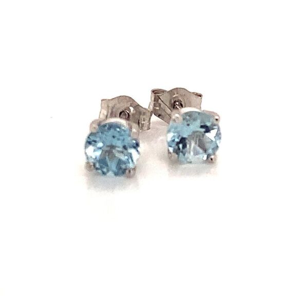 Natural Aquamarine Stud Earrings 14k White Gold 1.0 CTW Certified $590 111539 - Picture 5 of 11